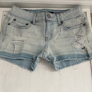 Aeropostale Faded Blue Ripped Jean Shorts